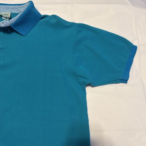 Vintage L.L. Bean Polo Shirt Men’s Large Teal Blue 100% Cotton Made in USA - NWT - Picture 2 of 10